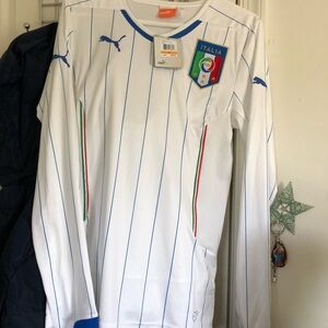 Puma White and Blue Italy Soccer Jersey with Italia Crest
